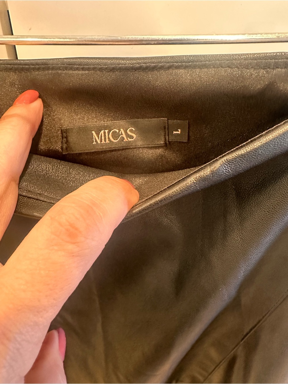 MICAS Black Faux Leather Maxi Skirt with Smooth Silhouette